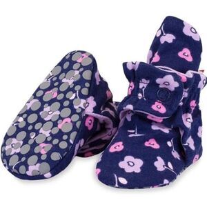 Zutano Baby Girls Organic Cotton Floral Soft Sole Gripper Booties. 12 Months.